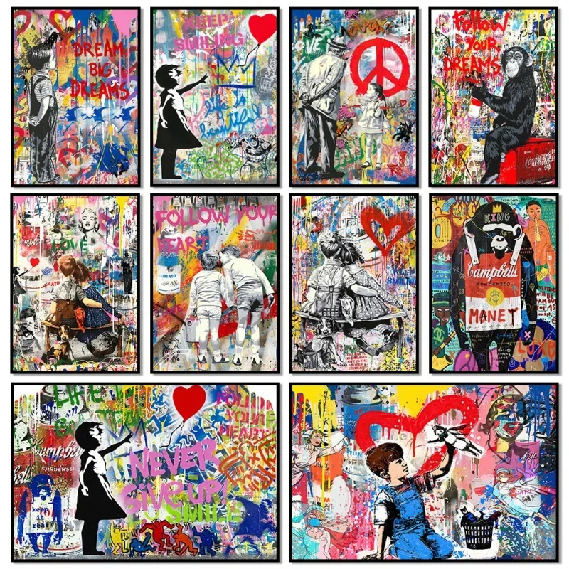 Resin Art On Canvas - 팝 스트리트 그래피티 벽 예술 뱅크시