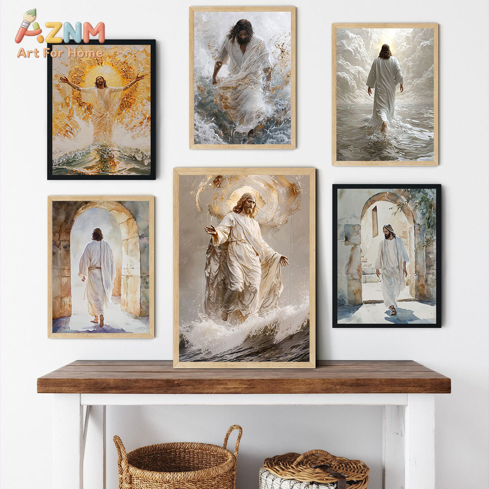 Resin Art On Canvas - AZNM 예수 그리스도 캔버스 프린트 물