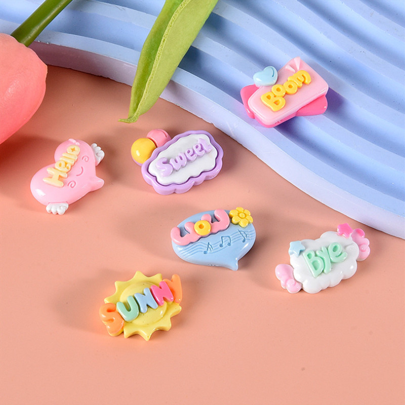 Resin Art Letter Keychain - 10/20/30Pcs 귀여운 편지 평면 수지 패치
