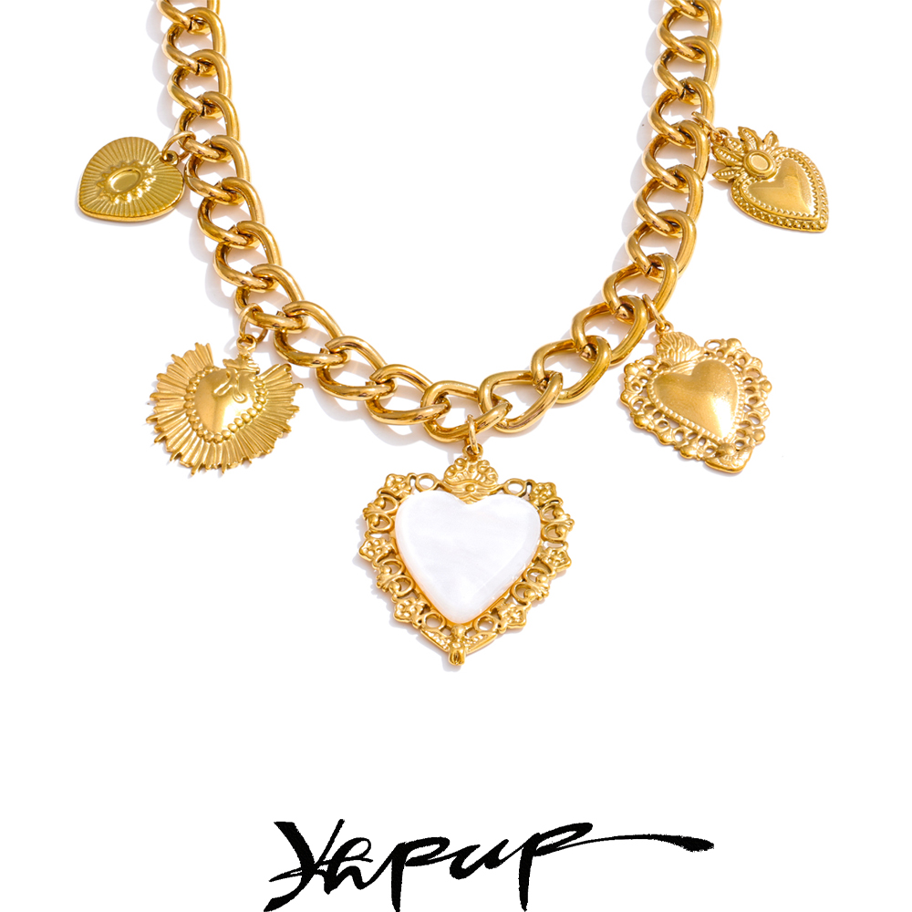 Resin Art Necklace - Yhpup 18K 황금 도금 스테인레스 스틸