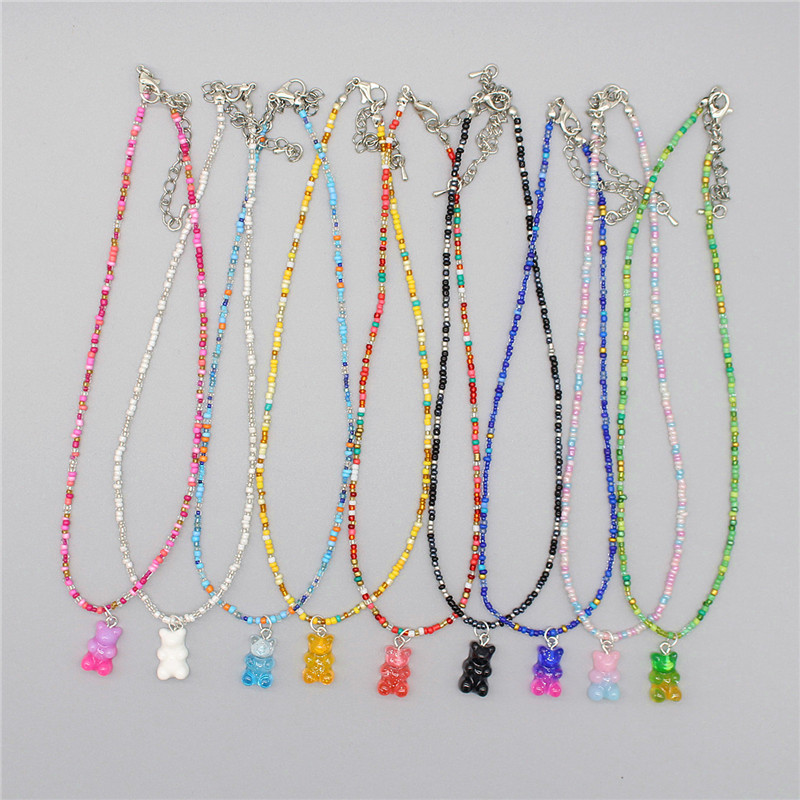 새로운 보헤미아 한국어 연인 다채로운 거미 곰 펜던트  - Resin Art Necklace 리뷰 및 가격