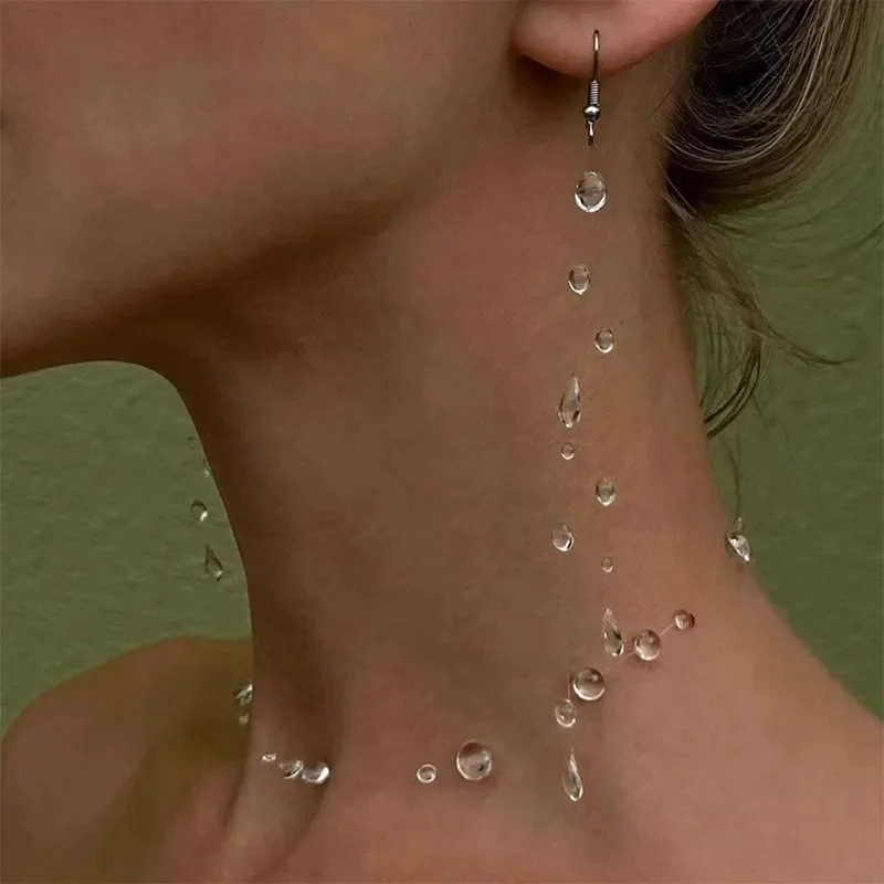 맑은 물방울 목걸이 투명한 빗방울 귀걸이 여성을위한 패 - Resin Art Necklace 리뷰 및 가격