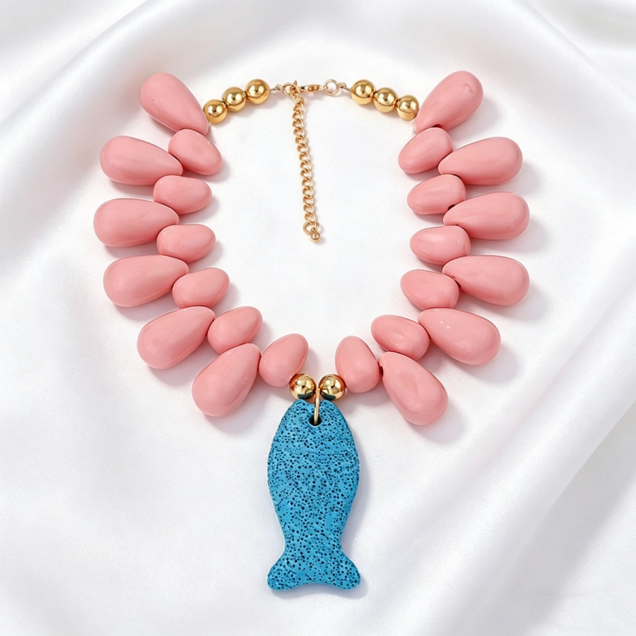 화려한 컬러블록 핑크 눈물방울 레진 목걸이 여성용 블루 - Resin Art Necklace 리뷰 및 가격