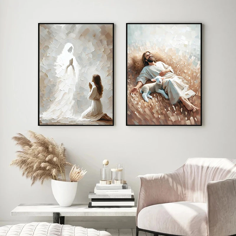 1pc 프레임리스, 물 위를 걷는/양치기사 예수 기독교 - Resin Art On Canvas 리뷰 및 가격
