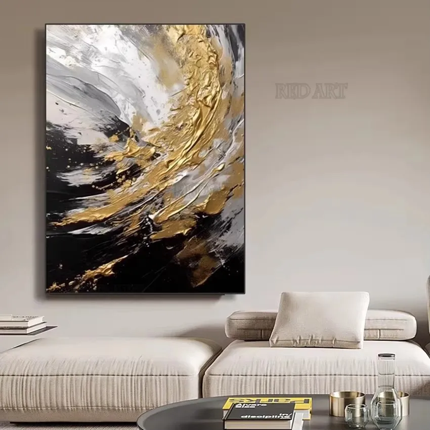 대형 현대 추상화 황금박 캔버스 그림 침실 홈 장식 액 - Resin Art On Canvas 리뷰 및 가격