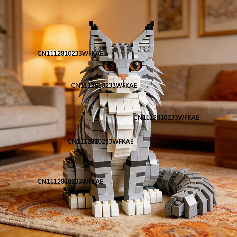 동물 모양 조립 블록 메인쿤 고양이 모델 아트 장식품  - Resin Art Gift 리뷰 및 가격