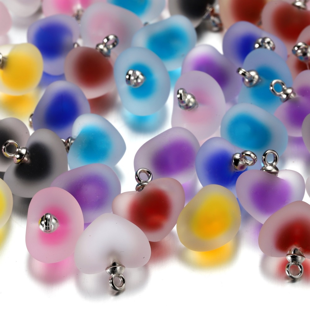 10개/세트 레진 무광 멀티컬러 하트 참, 핸드메이드  - Resin Art Necklace 리뷰 및 가격