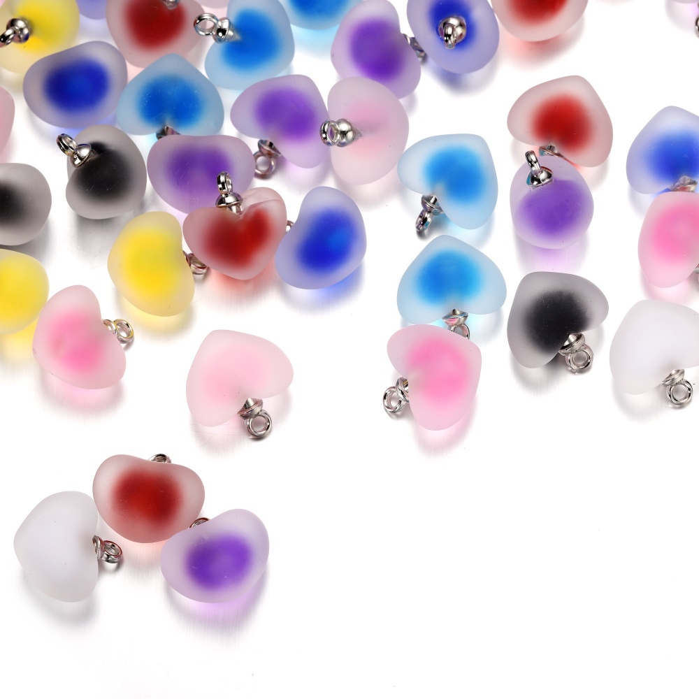 10개/세트 레진 무광 멀티컬러 하트 참, 핸드메이드  - Resin Art Necklace 리뷰 및 가격