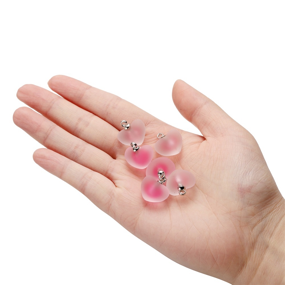 10개/세트 레진 무광 멀티컬러 하트 참, 핸드메이드  - Resin Art Necklace 리뷰 및 가격